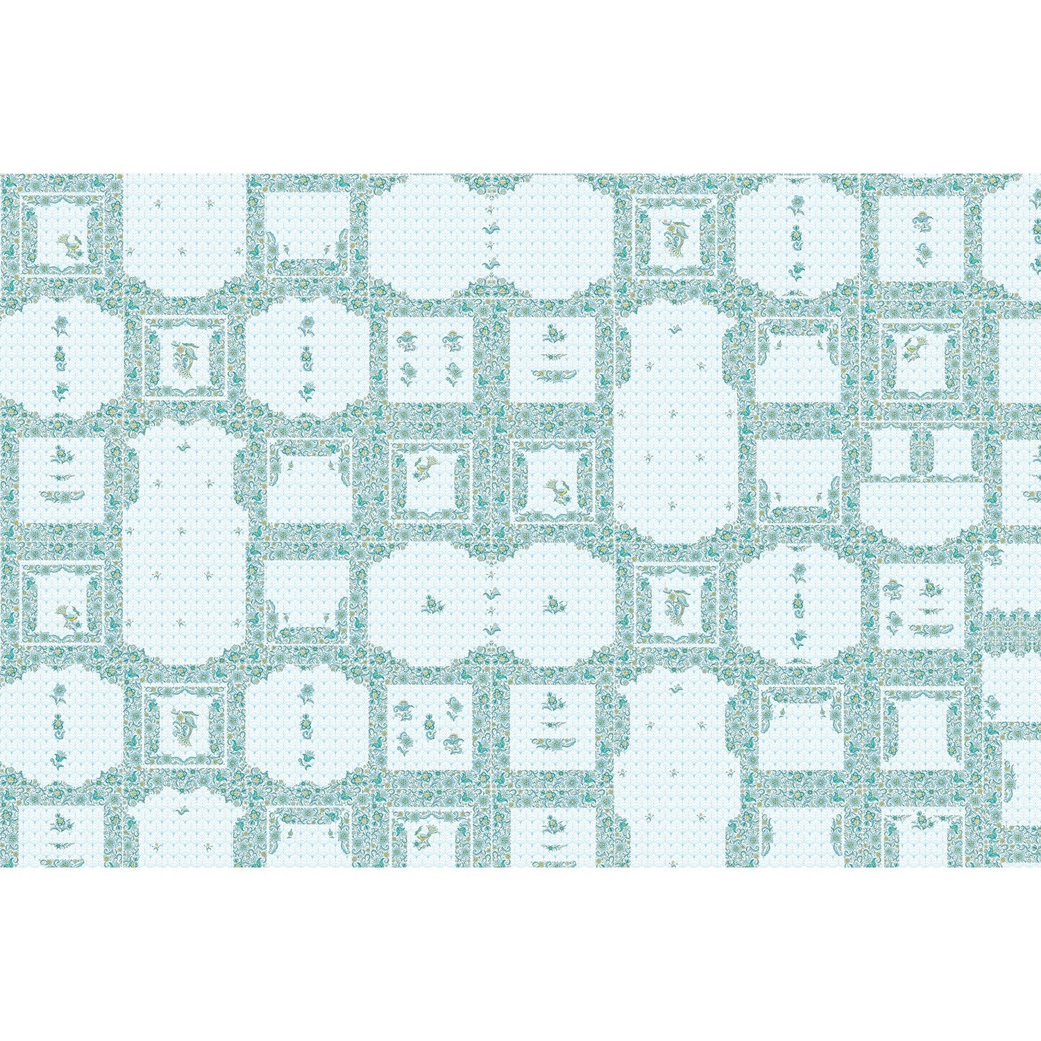 Symmetric bold geometric lea - "modern" wallpaper mural-equal final