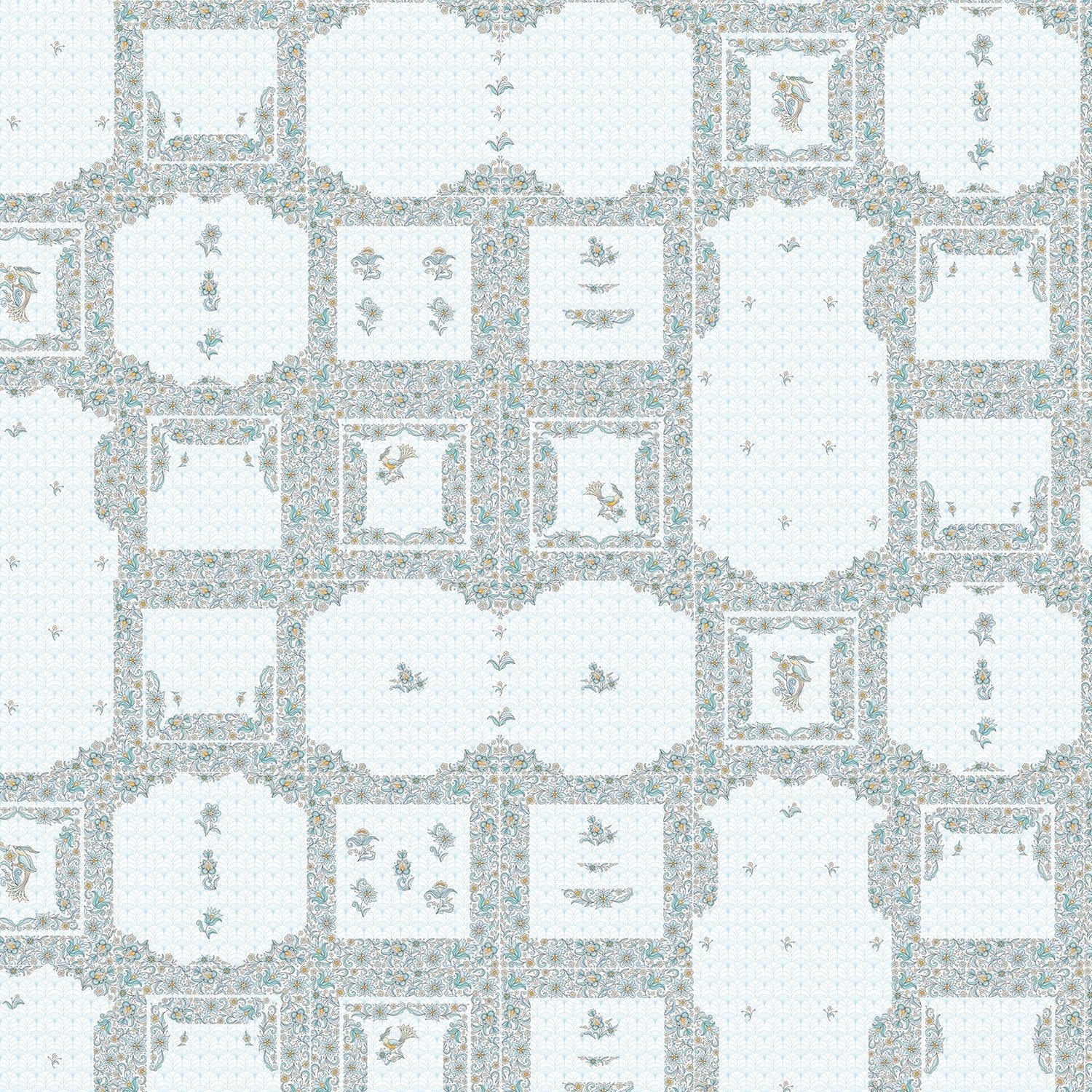 Classic geometric frames with delicate floral details in soft sage green and white tones - view 2 - final