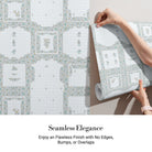 Classic geometric frames with delicate floral details in soft sage green and white tones - view 3 - final