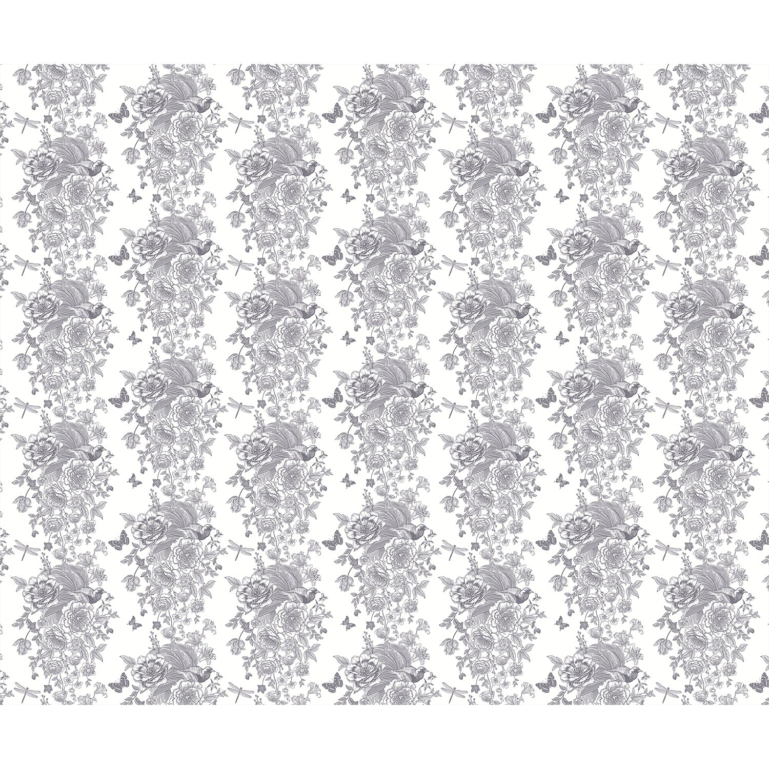 repeat-full-square Monochromatic grey and white vintage roses repeating on dusky purple background with elegant flourishes - view 14 - final