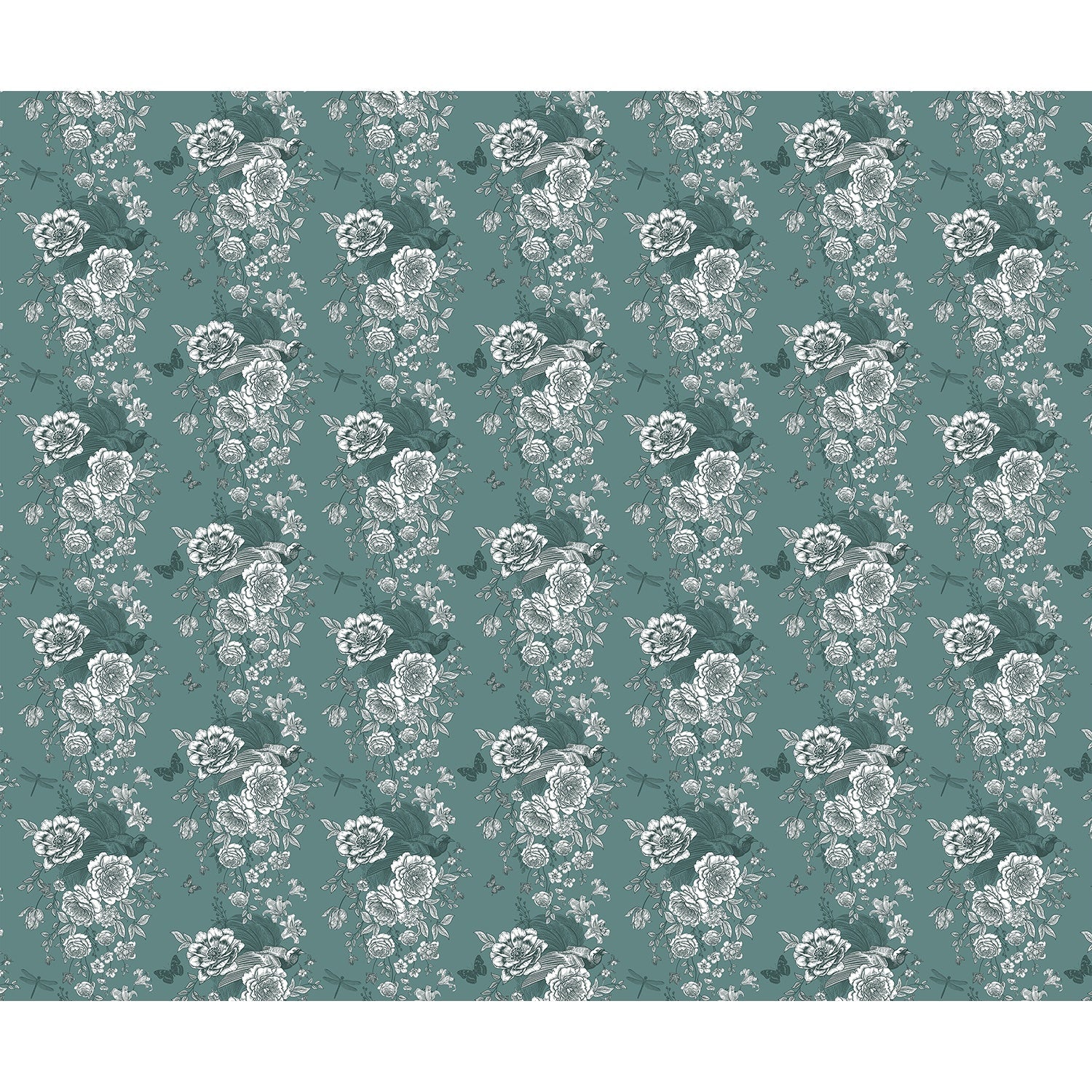 repeat-full-square Monochromatic grey and white vintage roses repeating on dusky purple background with elegant flourishes - view 26 - final