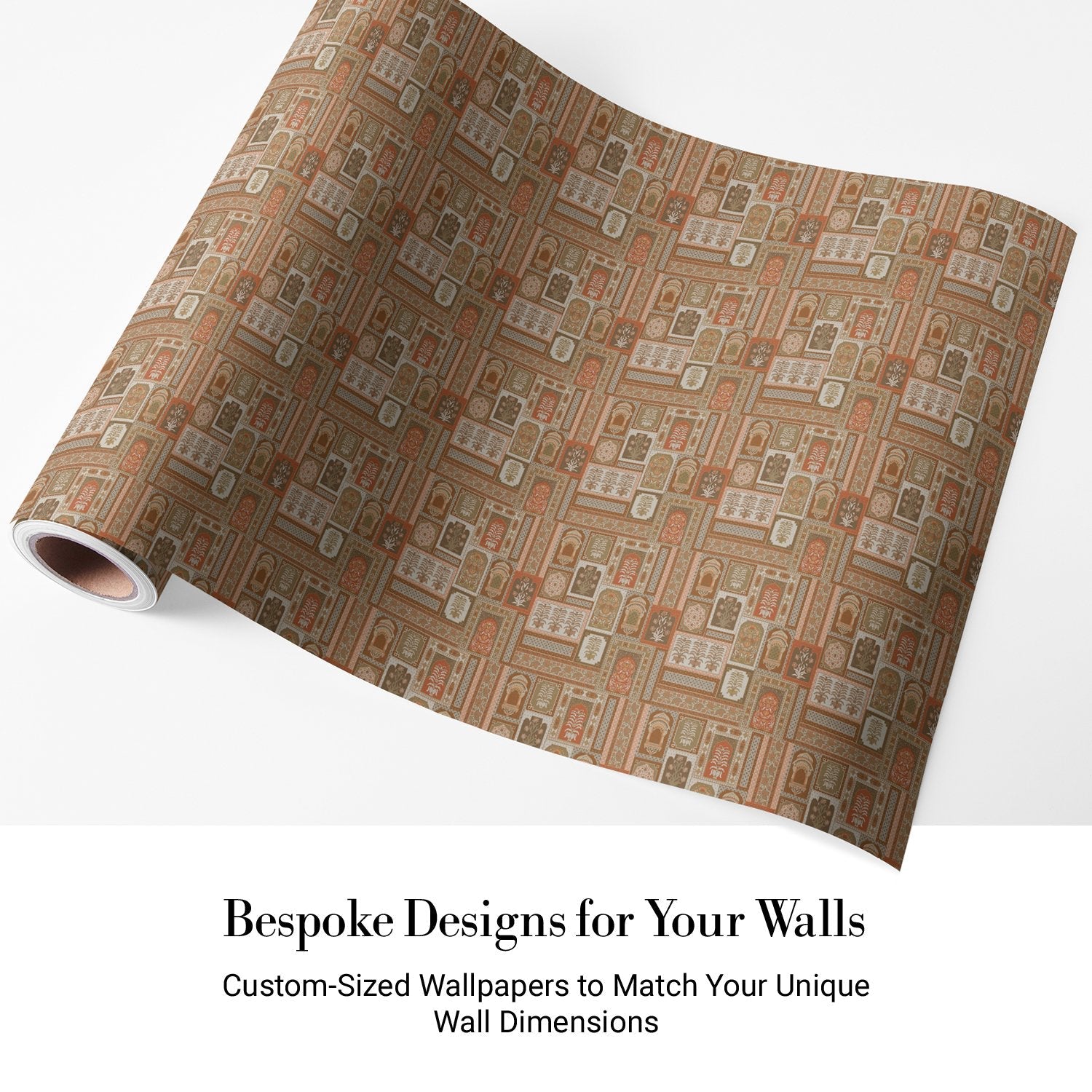 Traditional Indian archways and geometric frames in terracotta and brown repeating heritage motifs - view 4 - final