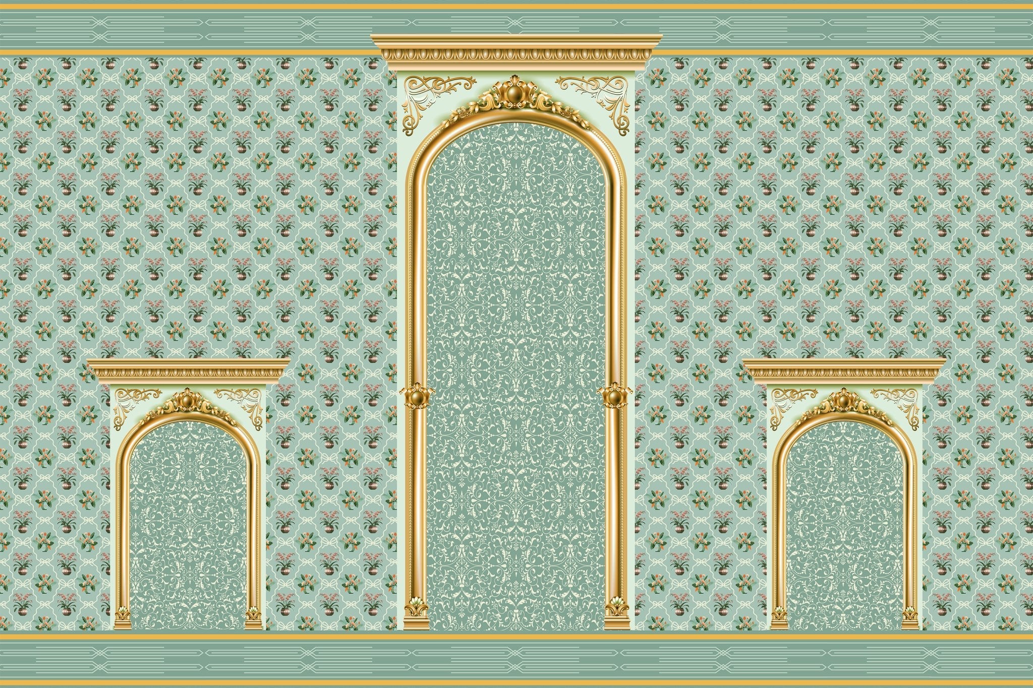 Exquisite Bird Vine Wallpaper in lea - "retro and vintage" wallpaper mural-equal final