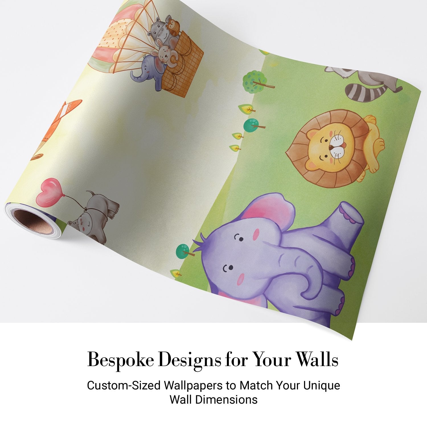 Cartoon animals in hot air balloons and aircraft over green hills with playful scenery - view 5 - final