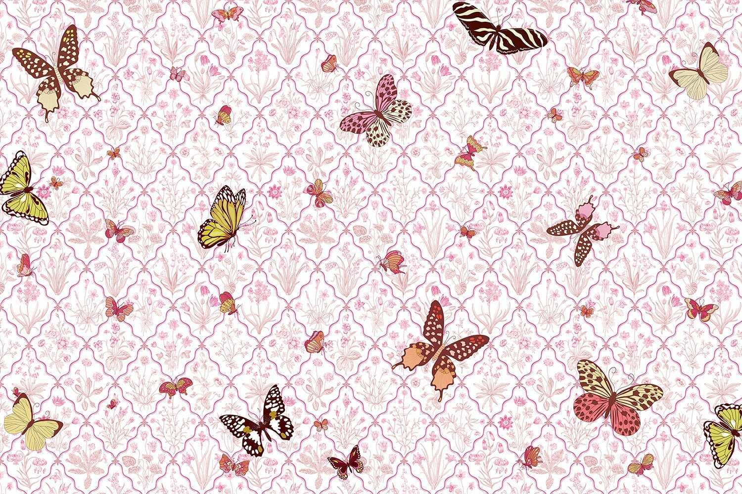 "Butterflies and flowers in lea - kids wallpaper mural-inequal final"