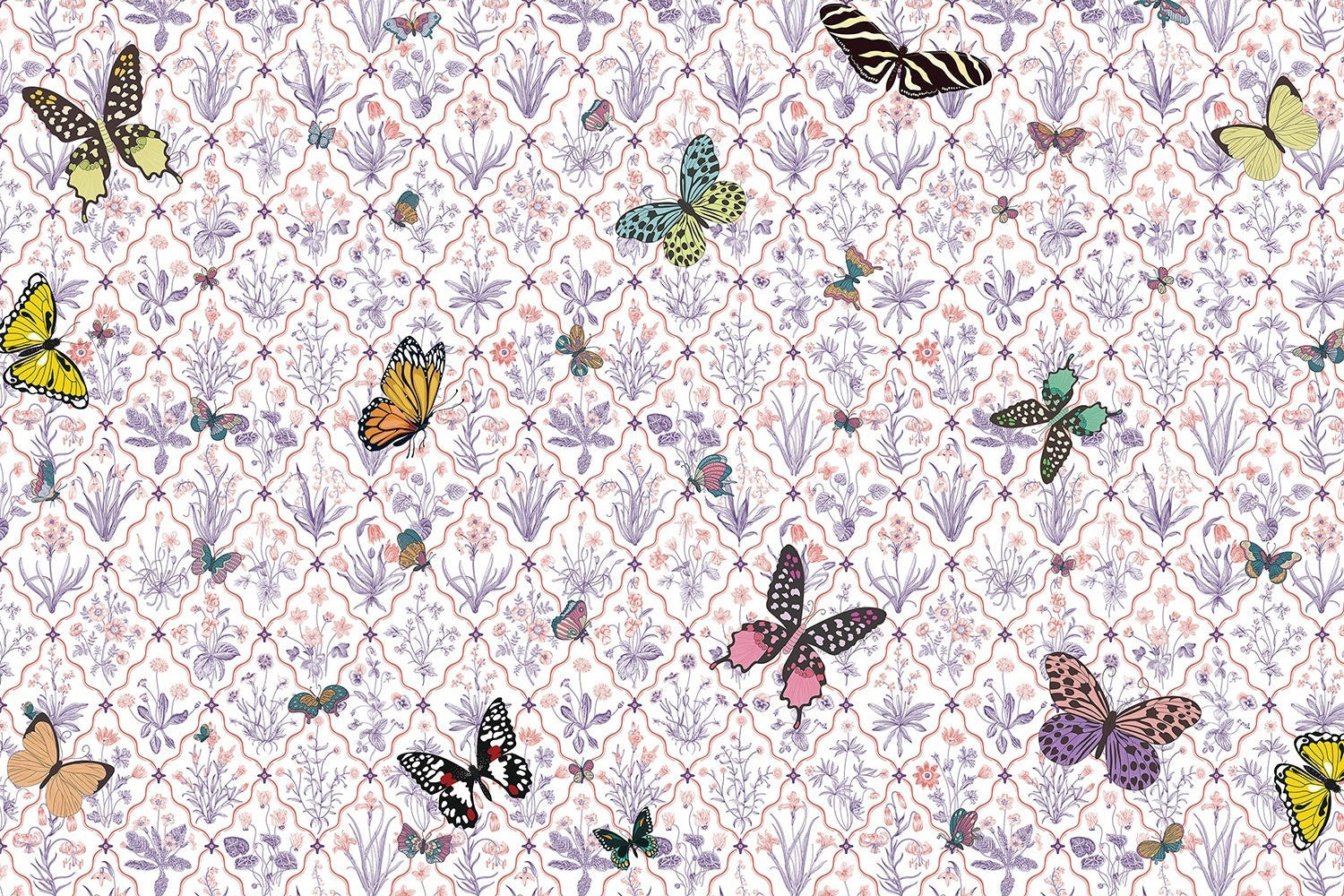 "Butterflies and flowers in lea - kids wallpaper mural-inequal final"
