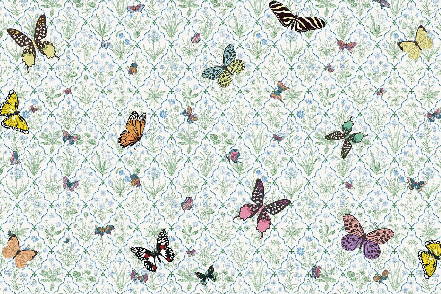 "Butterflies and flowers in lea - kids wallpaper mural-inequal final"