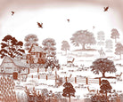 Rustic farmstead scene in beige - "art" wallpaper mural-inequal final