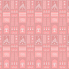 Traditional Asian temple and tree symbols in terracotta and sage green geometric grid - view 11 - final