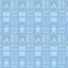 Traditional Asian temple and tree symbols in terracotta and sage green geometric grid - view 15 - final