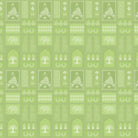 Traditional Asian temple and tree symbols in terracotta and sage green geometric grid - view 19 - final