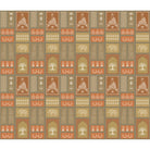repeat-full-square Traditional Asian temple and tree symbols in terracotta and sage green geometric grid - view 5 - final