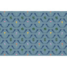 Repeating blue bird wreaths with colorful flowers on dusty blue background in damask style - view 6 - repeat-full-square - final