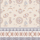 Classic blue and white porcelain pattern with vases and chandeliers on light background - view 12 - final