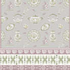 Classic blue and white porcelain pattern with vases and chandeliers on light background - view 8 - final