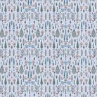 Whimsical forest pattern with stylized cypress trees and folk art floral elements - view 10 - final
