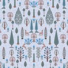 Whimsical forest pattern with stylized cypress trees and folk art floral elements - view 12 - repeat-original - final