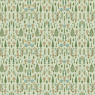 Whimsical forest pattern with stylized cypress trees and folk art floral elements - view 15 - final