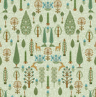 Whimsical forest pattern with stylized cypress trees and folk art floral elements - view 17 - repeat-original - final
