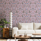 Whimsical forest pattern with stylized cypress trees and folk art floral elements - view 19 - final