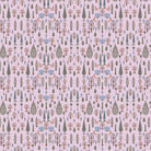 Whimsical forest pattern with stylized cypress trees and folk art floral elements - view 20 - final
