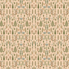 Whimsical forest pattern with stylized cypress trees and folk art floral elements - view 25 - final