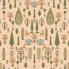 Whimsical forest pattern with stylized cypress trees and folk art floral elements - view 27 - repeat-original - final
