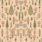 Whimsical forest pattern with stylized cypress trees and folk art floral elements - view 28 - repeat-small - final
