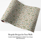 Whimsical forest pattern with stylized cypress trees and folk art floral elements - view 4 - final