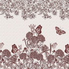 Vintage botanical illustration with burgundy butterflies and clover blooms on cream background - view 9 - final