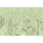 Minimalist green floral sketch - "tropical" wallpaper mural-equal final