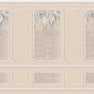 Elegant sage green wall panels with ornate moldings and delicate palm leaf details - view 9 - final