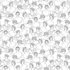 Modern minimalist continuous line drawings create repeating portrait motifs in monochrome gray style - view 2 - final