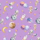Cute animal astronauts float among planets and rockets on dreamy blue background - view 9 - final