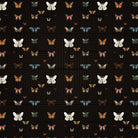 Butterflies in various colors arranged on black background with geometric circuit board lines - view 9 - final
