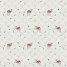 Repeating camels with saddles on scalloped beige background with scattered desert plants - view 2 - final