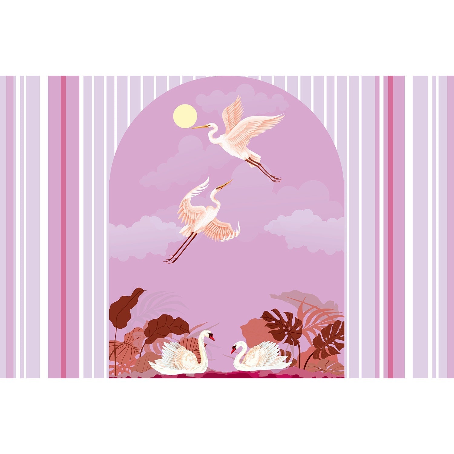 Moonlit swan elegance lea - "peace and serenity" wallpaper mural-equal final