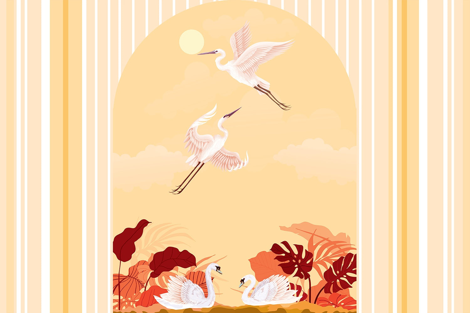 Moonlit swan elegance lea - "peace and serenity" wallpaper mural-inequal final