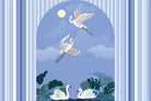 Moonlit swan elegance lea - "peace and serenity" wallpaper mural-inequal final