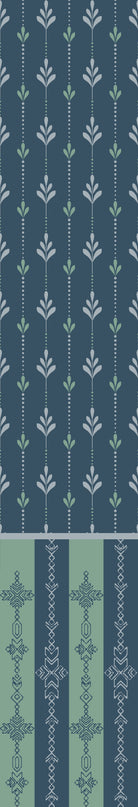 Vertical arrow motifs and stripes in deep green with modern floating shelves and furniture - view 16 - repeat-original - final