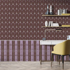 Vertical arrow motifs and stripes in deep green with modern floating shelves and furniture - view 18 - final