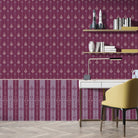 Vertical arrow motifs and stripes in deep green with modern floating shelves and furniture - view 8 - final