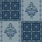 Alternating green damask medallions in checkerboard layout with ornate Victorian style decorative elements - view 14 - repeat-small - final