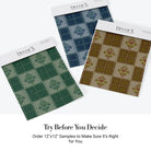 Alternating green damask medallions in checkerboard layout with ornate Victorian style decorative elements - view 26 - final all-groups samples