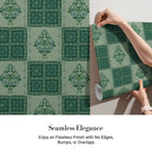 Alternating green damask medallions in checkerboard layout with ornate Victorian style decorative elements - view 4 - final