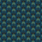 Dark emerald palm fronds arranged in elegant damask style repeat on black background - view 10 - final