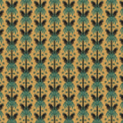 Dark emerald palm fronds arranged in elegant damask style repeat on black background - view 15 - final
