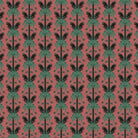 Dark emerald palm fronds arranged in elegant damask style repeat on black background - view 20 - final