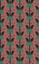 Dark emerald palm fronds arranged in elegant damask style repeat on black background - view 22 - repeat-original - final