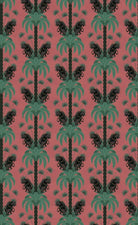 Dark emerald palm fronds arranged in elegant damask style repeat on black background - view 23 - repeat-small - final